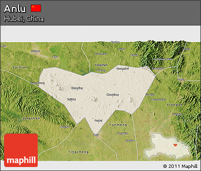 Shaded Relief 3D Map of Anlu, satellite outside