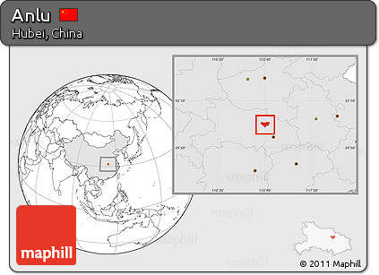 Blank Location Map of Anlu, highlighted country