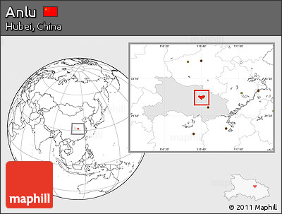 Blank Location Map of Anlu, highlighted parent region