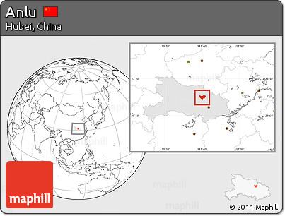 Blank Location Map of Anlu, highlighted parent region