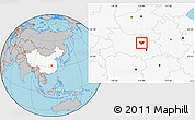 Gray Location Map of Anlu, highlighted country