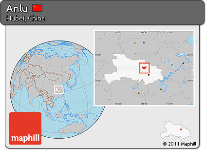 Gray Location Map of Anlu, highlighted parent region