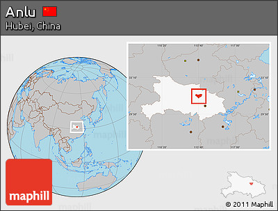 Gray Location Map of Anlu, highlighted parent region
