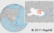 Gray Location Map of Anlu, highlighted parent region, hill shading