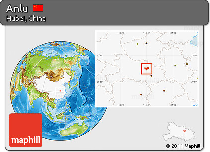 Physical Location Map of Anlu, highlighted country