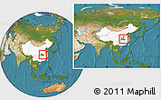 Satellite Location Map of Anlu, highlighted country, highlighted parent region, within the entire country