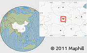 Savanna Style Location Map of Anlu, highlighted country, hill shading