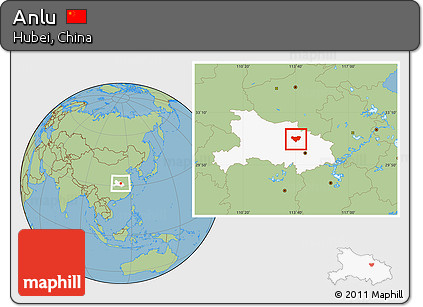 Savanna Style Location Map of Anlu, highlighted parent region