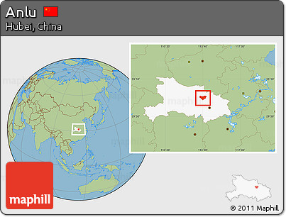 Savanna Style Location Map of Anlu, highlighted parent region