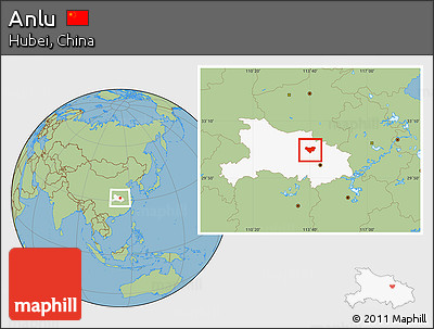Savanna Style Location Map of Anlu, highlighted parent region