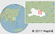 Savanna Style Location Map of Anlu, highlighted parent region, hill shading