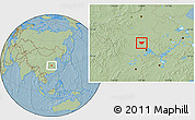 Savanna Style Location Map of Anlu, hill shading