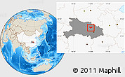 Shaded Relief Location Map of Anlu, highlighted country, highlighted parent region