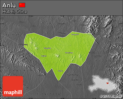 Physical Map of Anlu, darken, desaturated