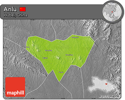 Physical Map of Anlu, desaturated