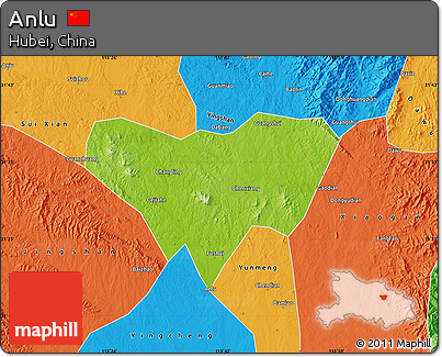 Physical Map of Anlu, political outside