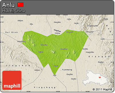 Physical Map of Anlu, shaded relief outside
