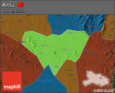 Political Map of Anlu, darken