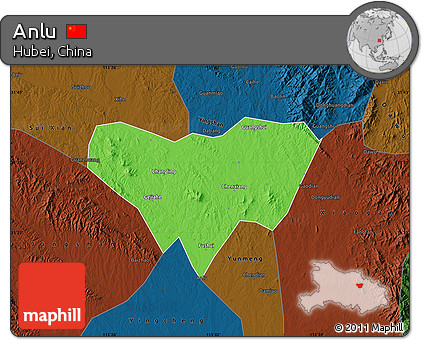 Political Map of Anlu, darken