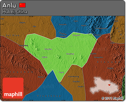 Political Map of Anlu, darken