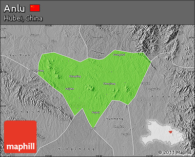 Political Map of Anlu, desaturated