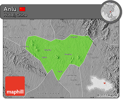 Political Map of Anlu, desaturated