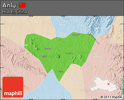 Political Map of Anlu, lighten