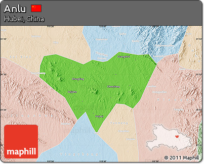 Political Map of Anlu, lighten