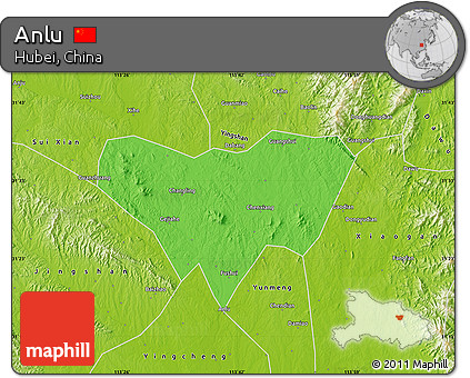 Political Map of Anlu, physical outside
