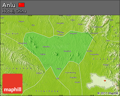 Political Map of Anlu, physical outside