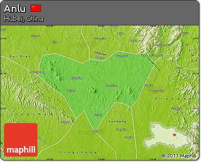 Political Map of Anlu, physical outside