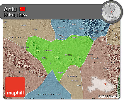 Political Map of Anlu, semi-desaturated