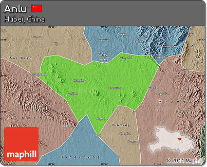 Political Map of Anlu, semi-desaturated