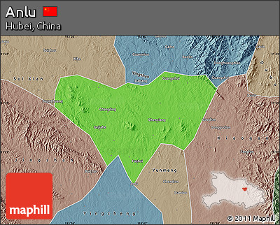 Political Map of Anlu, semi-desaturated
