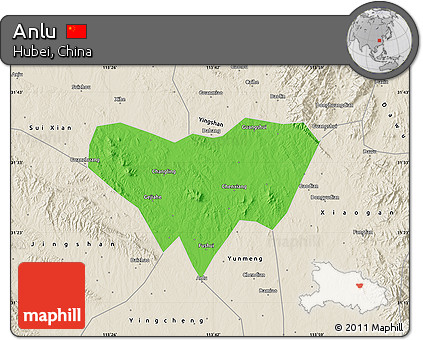 Political Map of Anlu, shaded relief outside