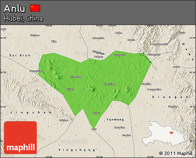 Political Map of Anlu, shaded relief outside
