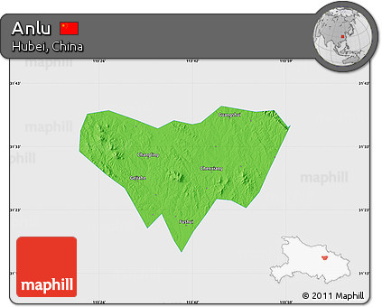 Political Map of Anlu, single color outside