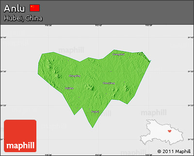 Political Map of Anlu, single color outside