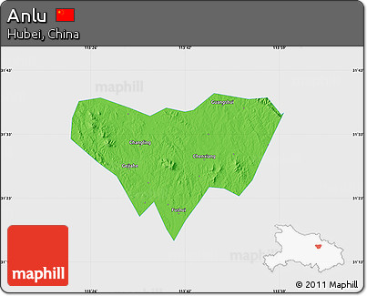 Political Map of Anlu, single color outside