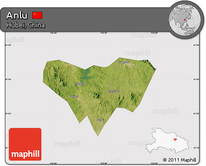 Satellite Map of Anlu, cropped outside
