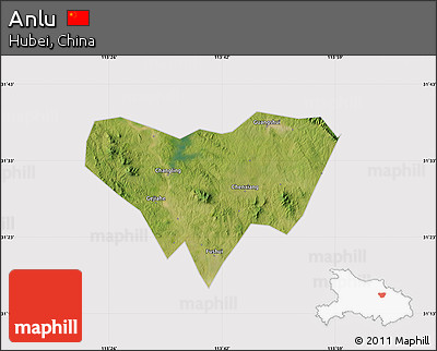 Satellite Map of Anlu, cropped outside