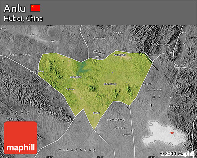 Satellite Map of Anlu, desaturated