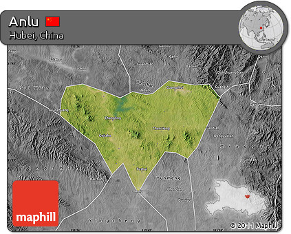 Satellite Map of Anlu, desaturated