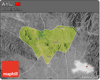 Satellite Map of Anlu, desaturated