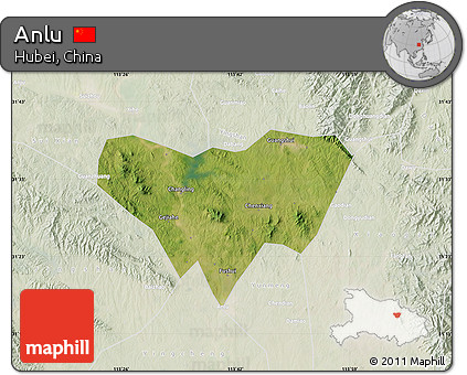 Satellite Map of Anlu, lighten