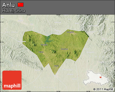 Satellite Map of Anlu, lighten