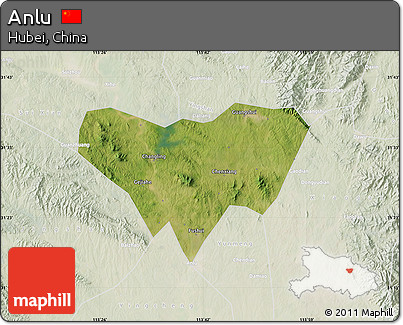 Satellite Map of Anlu, lighten