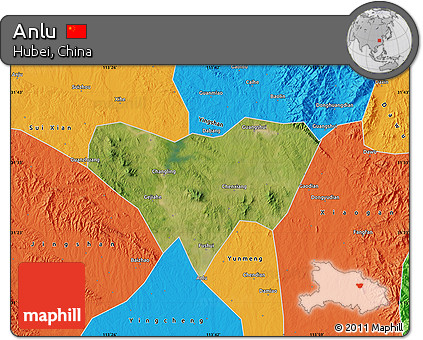 Satellite Map of Anlu, political outside