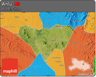 Satellite Map of Anlu, political outside
