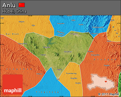 Satellite Map of Anlu, political outside